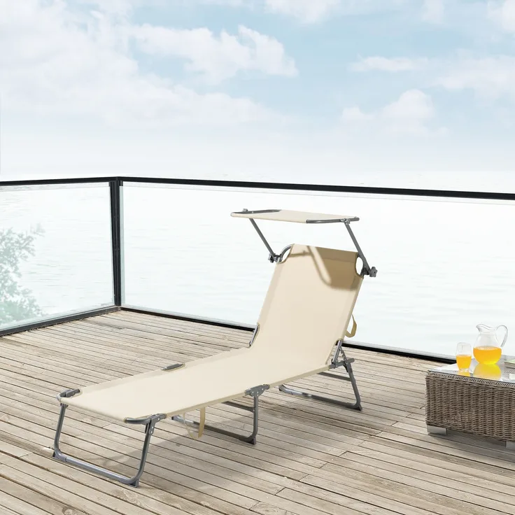 Sonnenliege Getaria 189x57x28 cm Beige [en. casa]