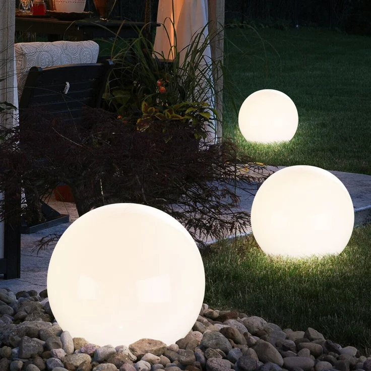 3er Set LED Solarleuchten, Außenlampe, Kugel, weiß silber – Bild 9