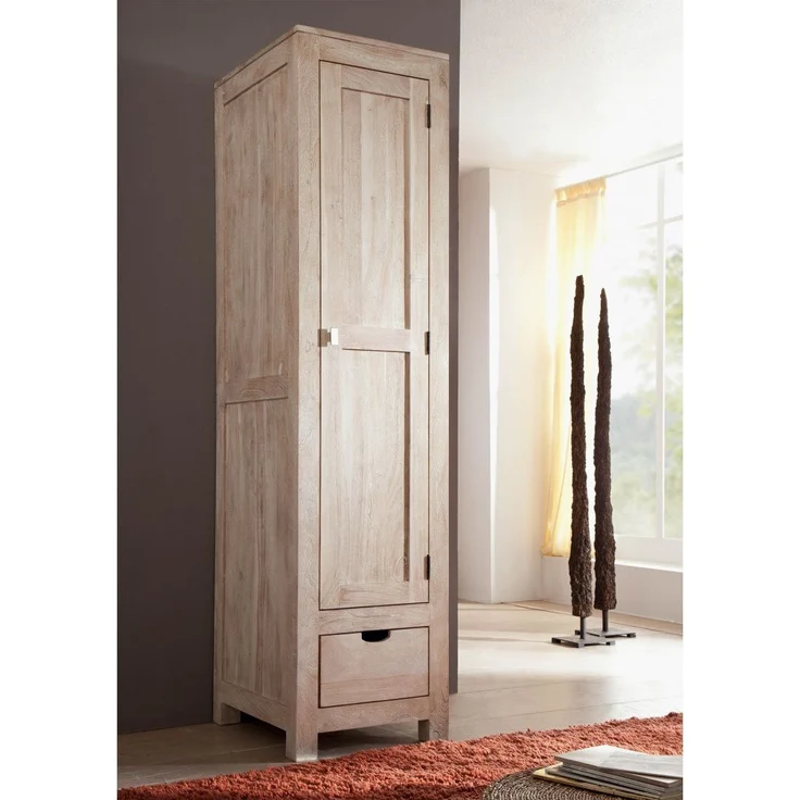 Schrank Akazie 48x60x200 white stone getüncht NATURE WHITE #98 – Bild 8