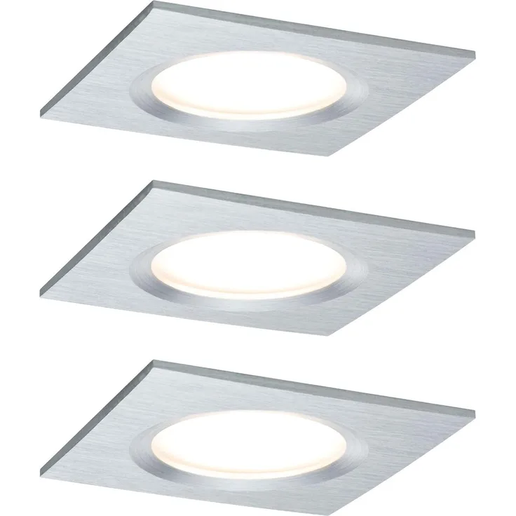 Paulmann No. 93895 Einbauleuchte LED Coin Slim IP44 eckig 6,8W Alu 3er-Set dimmbar