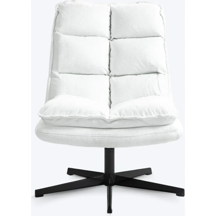 MEUBLE COSY Sessel 360° Drehbar Einzelsofa Faltbar Loungesessel Relaxsessel mit Armlehne Design Drehsessel, Metallbeine, für Wohnzimmer Schlafzimmer, Weiß, 65 x 79.5 x 85 cm