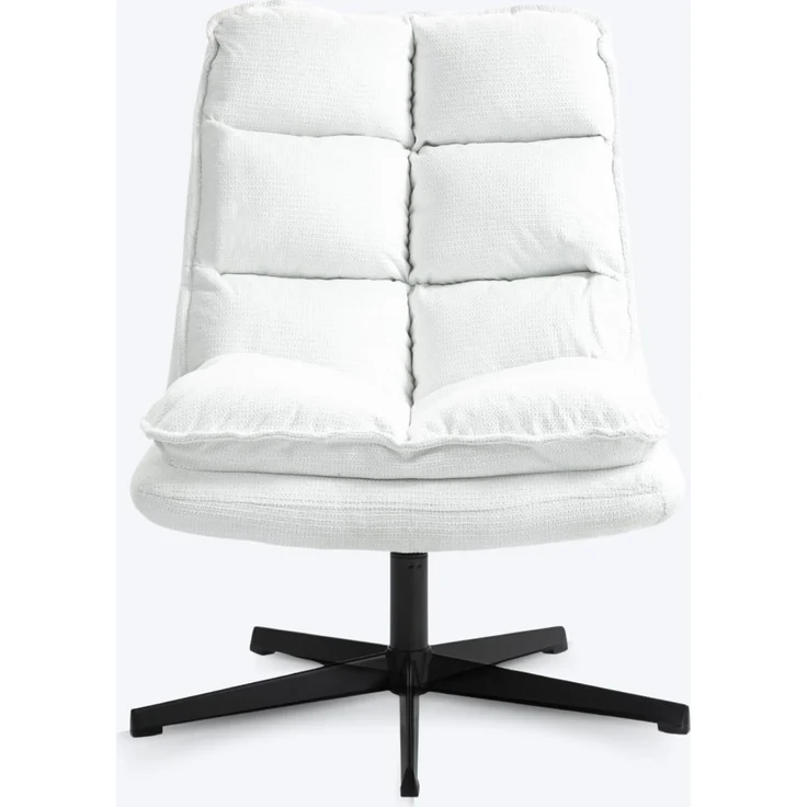 MEUBLE COSY Sessel 360° Drehbar Einzelsofa Faltbar Loungesessel Relaxsessel mit Armlehne Design Drehsessel, Metallbeine, für Wohnzimmer Schlafzimmer, Weiß, 65 x 79.5 x 85 cm