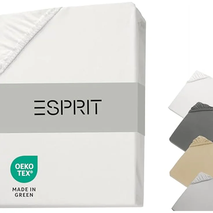 Esprit Spannbettlaken PREMIUM Spannbettlaken, 95% Baumwolle, 5% Elasthan, Gummizug: rundum, (1 Stück), 100 x 200 cm in Weiss – Bild 2