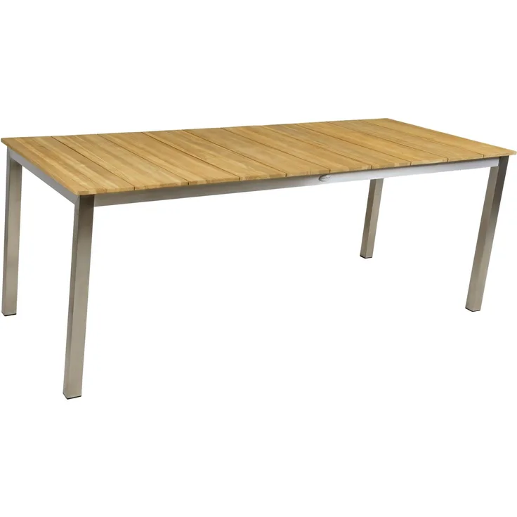 Garden Pleasure Tisch Gartentisch Denver aus Teak Edelstahl Natur 200x90x75 cm