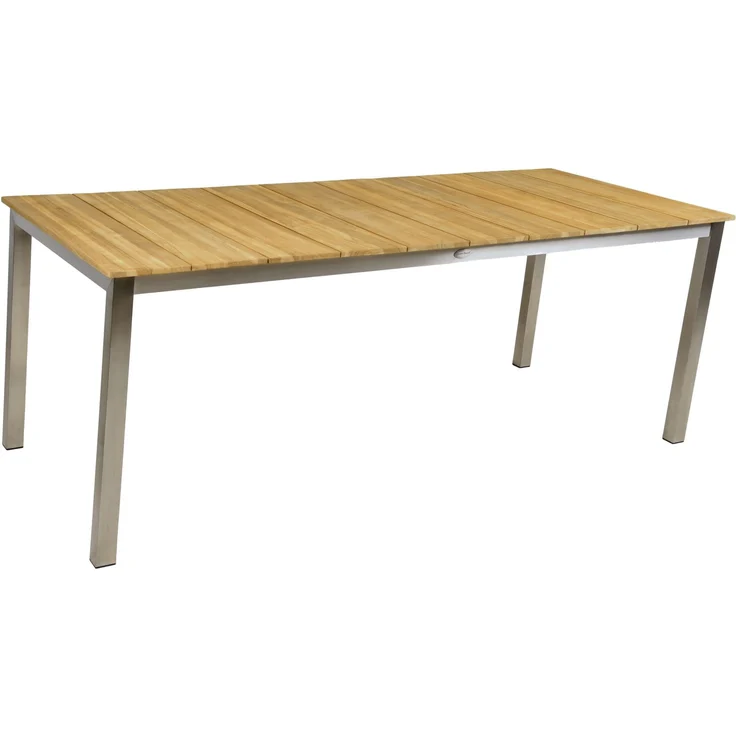Garden Pleasure Tisch Gartentisch Denver aus Teak Edelstahl Natur 200x90x75 cm – Bild 1