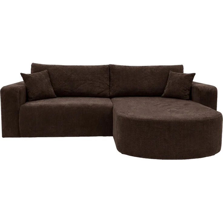 Kaiser Möbel Ecksofa mit Schlaffunktion für Wohnzimmer, Cordstoff Poso, ROUND ONE, abgerundete Form, Liegefunktion, Stauraum, modernes Design – Bild 2