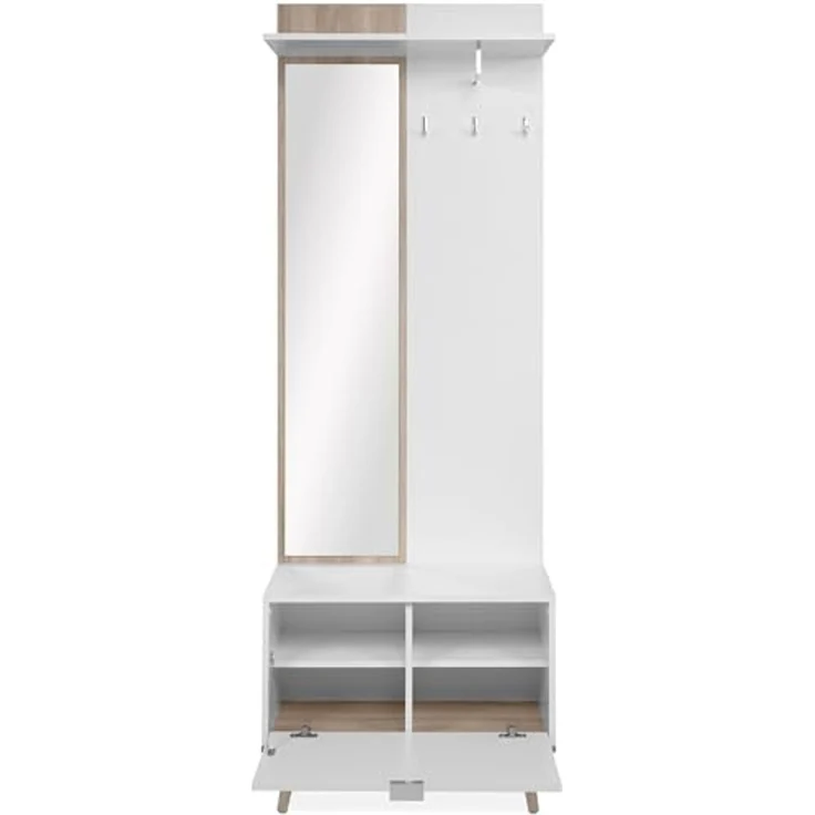 Finori Göteborg 42A Kompaktgarderobe, weiß / Dekor Sonoma Eiche | Maße: B x H x T ca. 68 x 195 x 32 cm – Bild 4