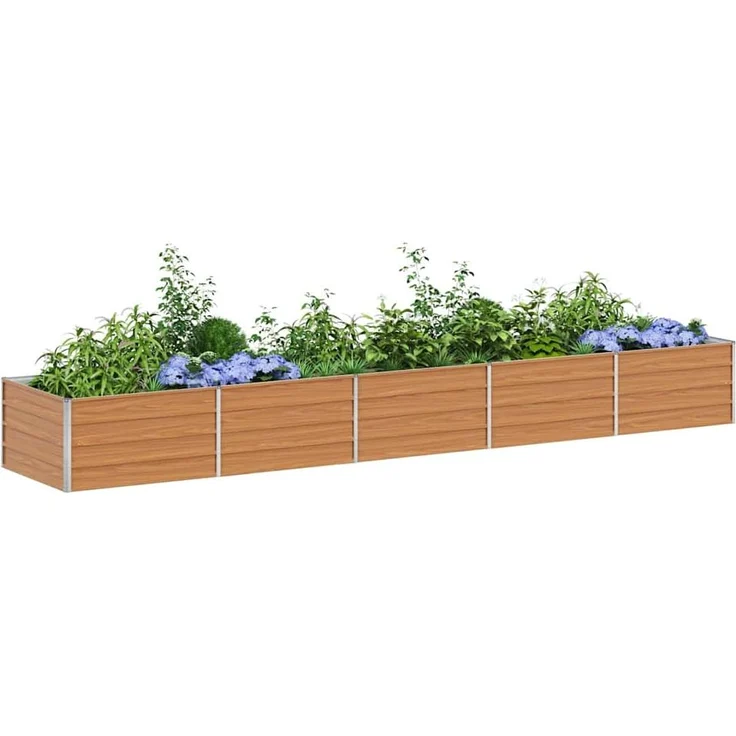 vidaXL Hochbeet Hellbraun 400 x 80 x 45 cm Verzinkter Stahl 42017339 – Bild 2
