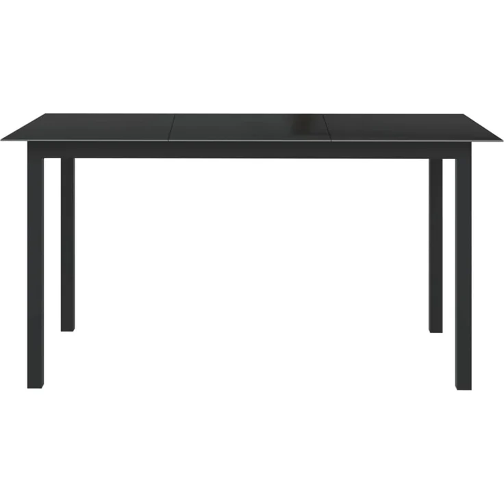 Gartentisch, Beistelltisch, Balkontisch Schwarz 150x90x74 cm Aluminium und Glas – Bild 2