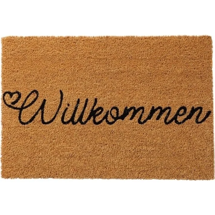 BOLTZE Fußmatte Fußmatte WILLKOMMEN natur mit schwarzer Schrift 60x40cm Kokosfaser und – Bild 2