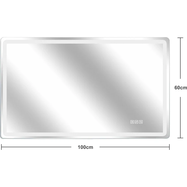 LED-Badezimmerspiegel 60x100 cm, rahmenlos, dimmbar, mit Anti-Beschlag-Funktion – Bild 4