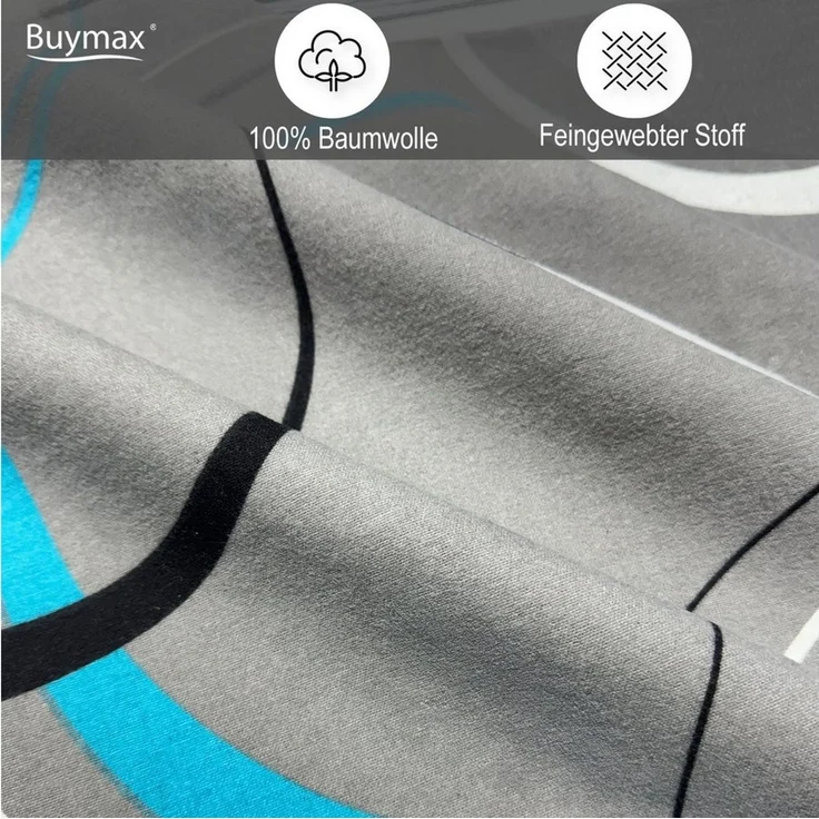 Buymax Bettwäsche Wave, Bettgarnitur, Bettbezug Set, Biber, 3 teilig, 100% Baumwolle – Bild 3