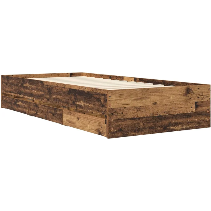 vidaXL Bettgestell mit Stauraum mit Schubladen Altholz Holzwerkstoff 3429608 – Bild 3