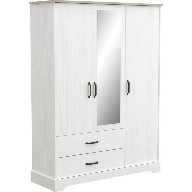 Calicosy 'COTTAGE' Kleiderschrank mit 3 Türen und 2 Schubladen - H199,60 cm - Weiß – Bild 2