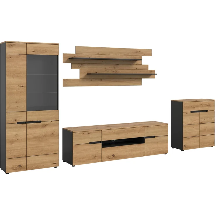 Wohnkombination (B/H/T: 375x190x44 cm) in Artisan Nachbildung – Bild 1