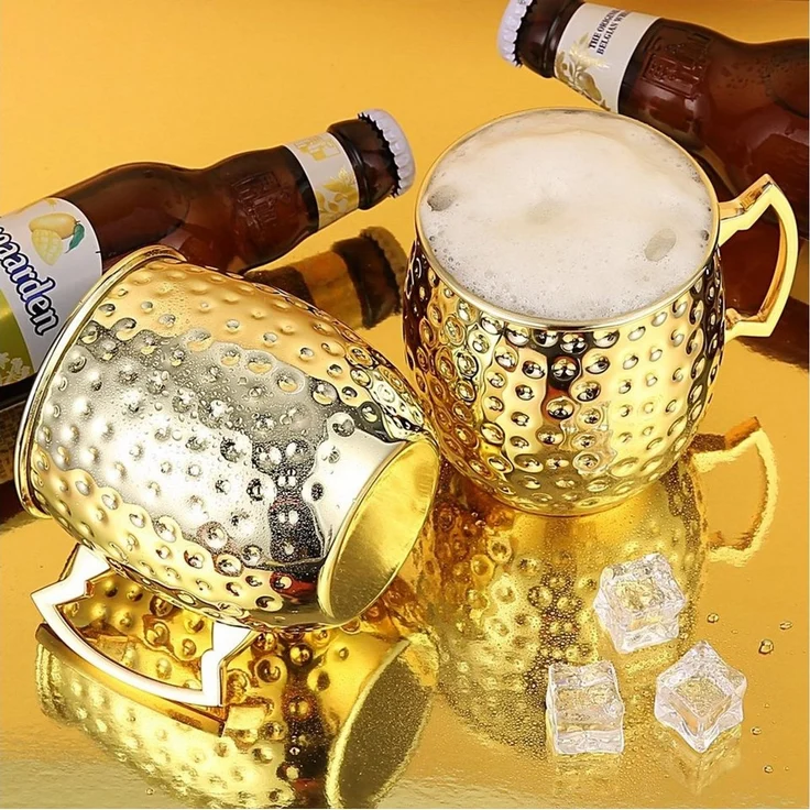 500 ml Handgemachter Becher Kupferbeschichtet Gold – Bild 3