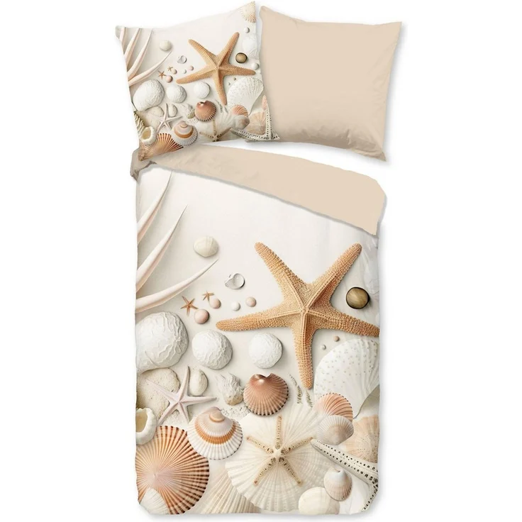 good morning Wendebettwäsche Cote, Renforcé, 2 teilig, 100% Baumwolle, Renforcé, Reißverschluss, Wendeoptik, strand, Seestern – Bild 5