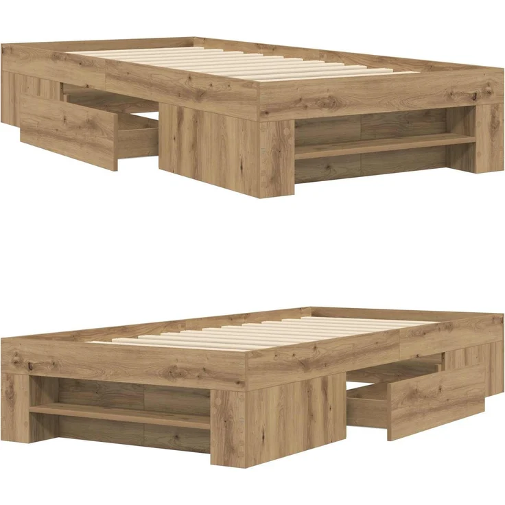 vidaXL Bettgestell mit Stauraum Kunsthandwerk Eiche 80 x 200 cm 3429692 – Bild 9