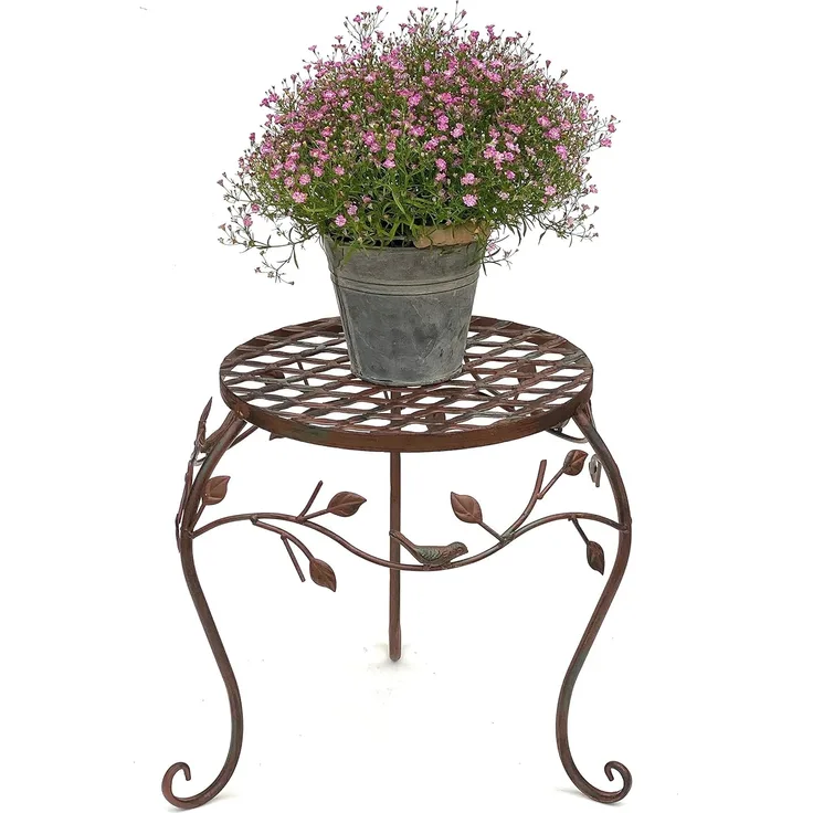 DanDiBo Blumenhocker Metall Braun 30 cm Blumenständer 93992 M Blumensäule Antik Pflanzenständer Pflanzenhocker