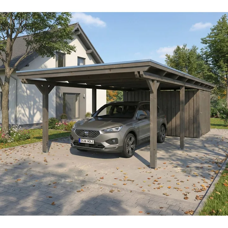 Skan Holz Emsland | Holz Carport mit Schuppen |