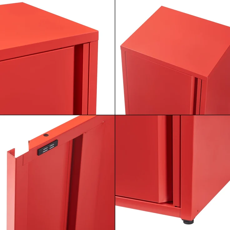 [en. casa] 'Burlöv' Metallschrank, Stahl, 88 x 40 x 35 cm, Rot – Bild 6
