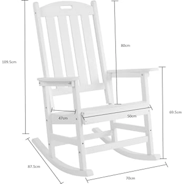 Heavy Duty Weather Resistant HIPS Porch Rocking Chair for Outdoor & Indoor Use (White Color) – Bild 3