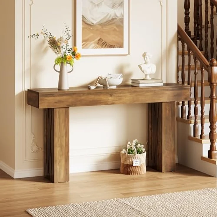 LITTLE TREE 63-Zoll-Schmaler Konsolentisch, moderner Sofatisch für den Flur, Eingangstisch für Wohnzimmer, Schlafzimmer, Home Office, Holzfarbe – Bild 5