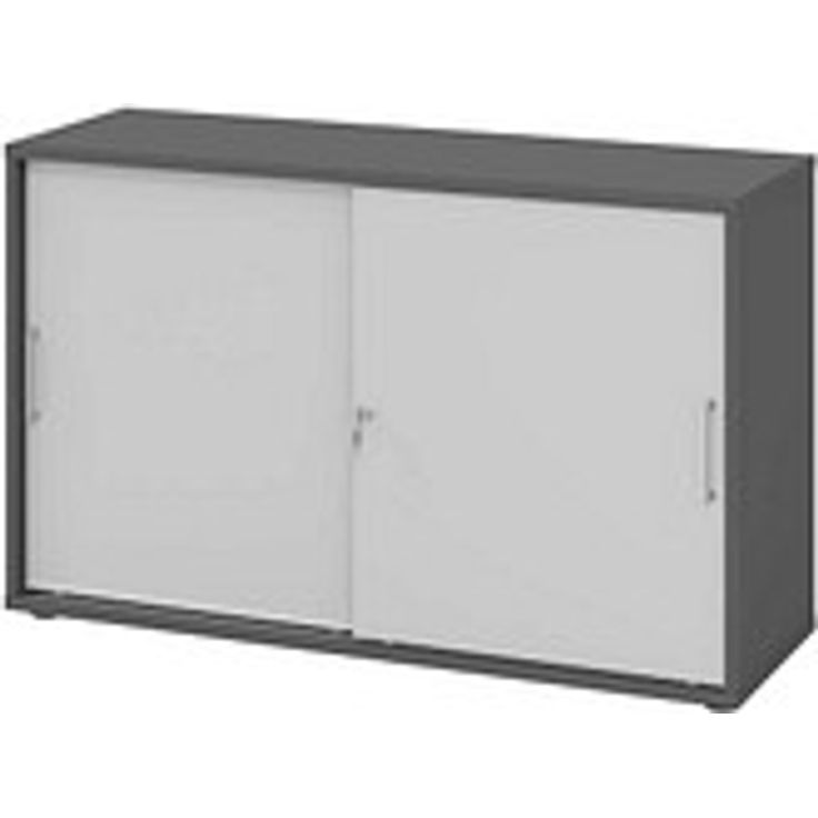 HAMMERBACHER Schiebetürenschrank 1752S, grafit/grau, 1 Fachboden, 120 x 40 x 74,8 cm, abschließbar, platzsparend