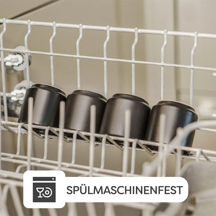 Cosumy Espressotasse Espressotassen Schwarz 4er Set aus Keramik - Stapelbares Design, 4-tlg, Keramik, 70ml – Bild 6