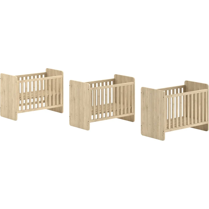 VIPACK 'Sam' Babybett, Spanplatte Eiche Melamin Dekor natur, 60 x 120 cm – Bild 5