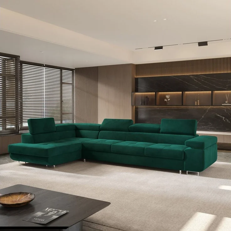 Masseno Ecksofa VICENTE mit Schlaffunktion L-Form, Sofa mit Bettkasten – Bild 1