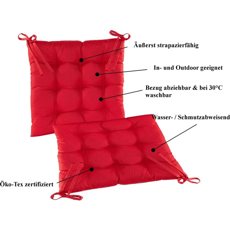 JACK Stuhlkissen JACK Outdoor 38x38cm Sitzkissen Lounge Kissen Sitzkissen Wasserfest, mit Lotus Effekt, robust, strapazierfähig, für Innen & Außen – Bild 4