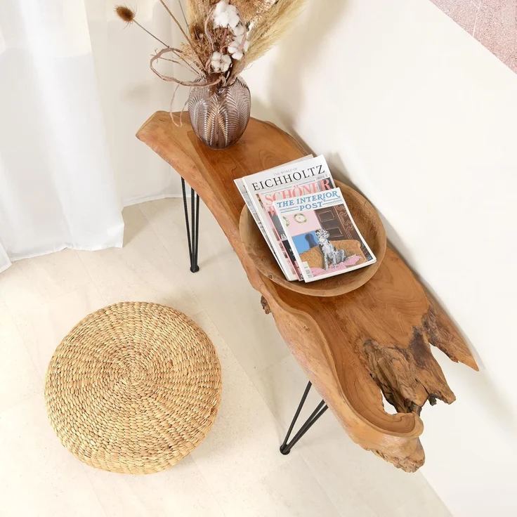 wohnfreuden Hocker Sitz-Pouf Bruno 55 cm aus Wasserhyazinthe natur, 30739 – Bild 3