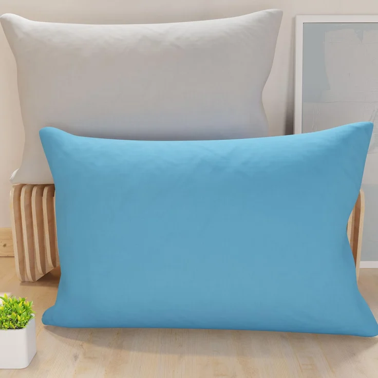 Petti Artigiani Italiani - 1 Paar Kissenbezüge 80 x 50 cm aus Mikrofaser, Dekokissen für Schlafzimmer, Sofa, Set mit 2 Kissenbezügen, doppelseitiger Kissenbezug Hellblau Hellgrau