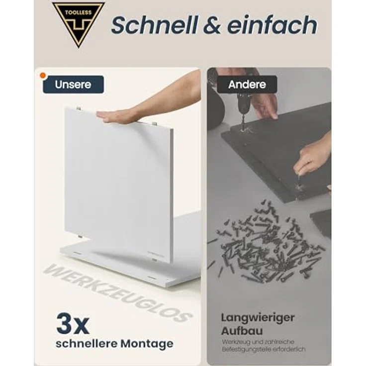 SONGMICS HOME Kommode, Schrank, Schminktisch mit Regal, Schnelle werkzeuglose Montage, nebeneinander oder L-förmig, für Schlafzimmer, Arbeitszimmer, Toolless-Technologie,schneeweiß – Bild 5