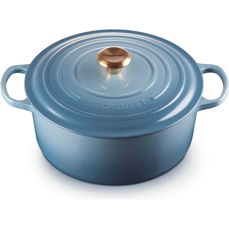 Le Creuset Signature Gusseisen-Bräter mit Deckel, Ø 28 cm, Rund, Für alle Herdarten und Induktion geeignet, Volumen: 6,7 l, 6,125 kg, Chambray, 21177284344441