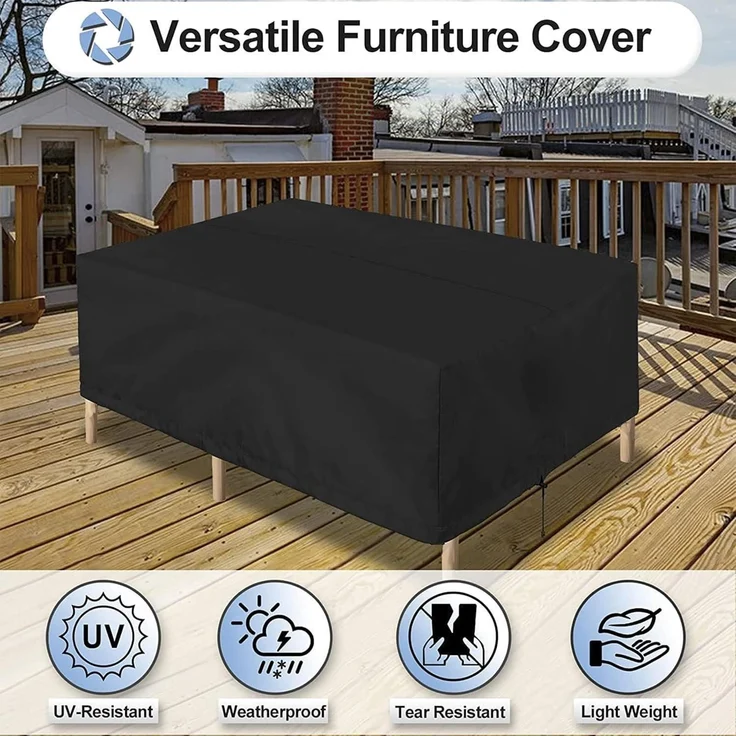 Abdeckung Gartenmöbel Winterfest 420D Oxford Wasserdicht 170x96x70CM Schwarz – Bild 5