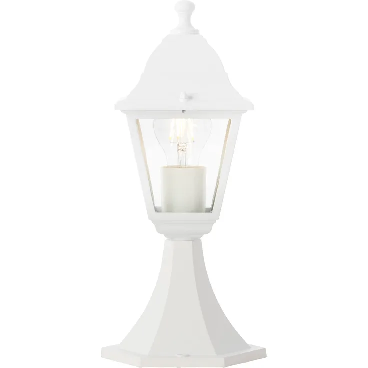 Brilliant spritzwassergeschützte Pollerleuchte - Sockelleuchten für Außen - 1x E27 max. 40W - für den Garten aus Metall/Glas, in weiß - 37 Höhe