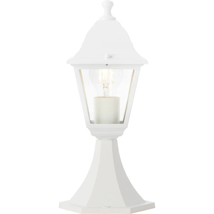 Brilliant spritzwassergeschützte Pollerleuchte - Sockelleuchten für Außen - 1x E27 max. 40W - für den Garten aus Metall/Glas, in weiß - 37 Höhe