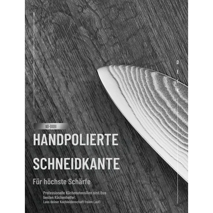 Vivitar Santokumesser 17 cm, Japanisches VG-10 Damastmesser aus 67-lagigem Damaststahl, ergonomisch professionelles Kochmesser für Fleisch, Fisch, Gemüse – Bild 4