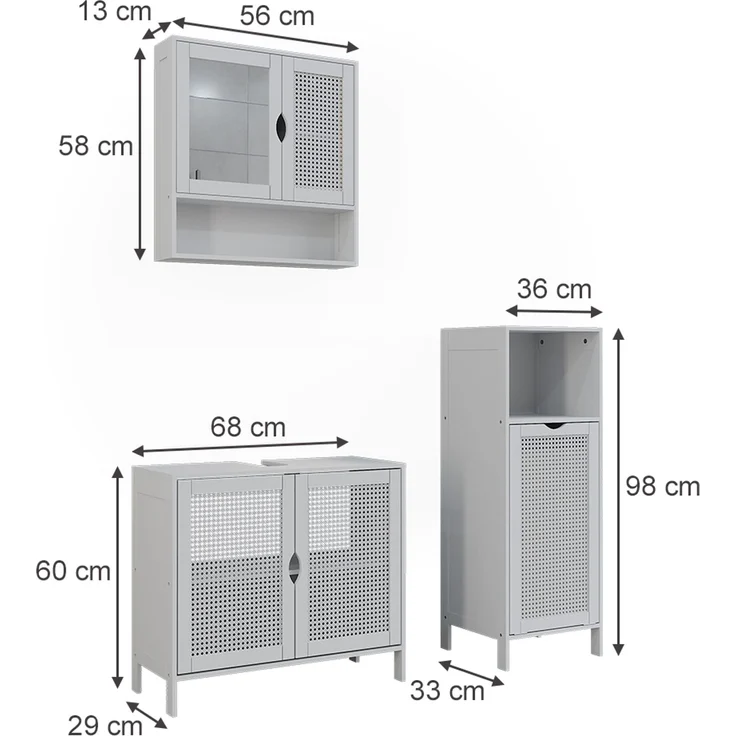 Badmöbel-Set Liora Weiß 3-teilig Vicco – Bild 2