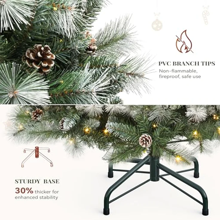 YITAHOME 140cm künstlicher Weihnachtsbaum »Scotch Pine« mit Fernbedienung – vorgeleuchteter Baum mit Zapfen, Nadeln und warmweißer/mehrfarbiger LED-Farbwechselbeleuchtung für Wohnzimmer & Büro – Bild 9