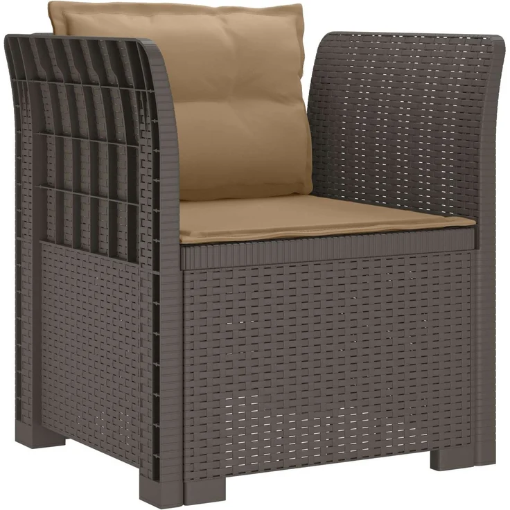 vidaXL 1-Sitzer Sessel mit Kissen Rattan-Look PP Hellgrau 8011882 – Bild 2