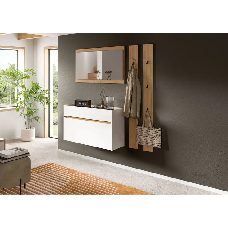 Garderobenkombination B/H/T: 192x172x32 cm in weiß Nachbildung und Artisan Oak Nachbildung – Bild 5