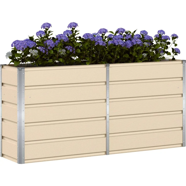 vidaXL Pflanzkübel Elfenbein 160 x 40 x 75 cm Stahl 42018083 – Bild 3