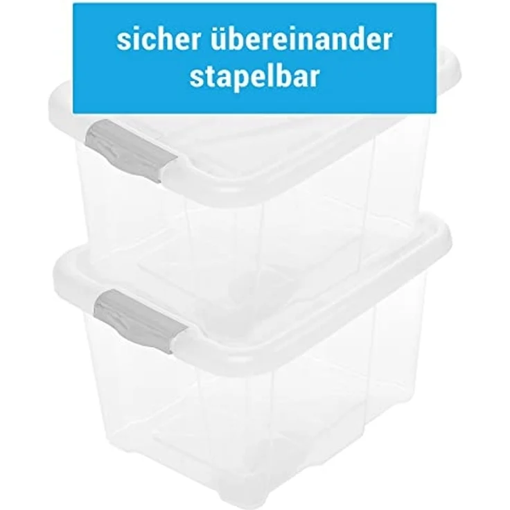 Centi Aufbewahrungsbox Stapelboxen transparent mit Deckel, stapelbar (2er-Set) – Bild 4