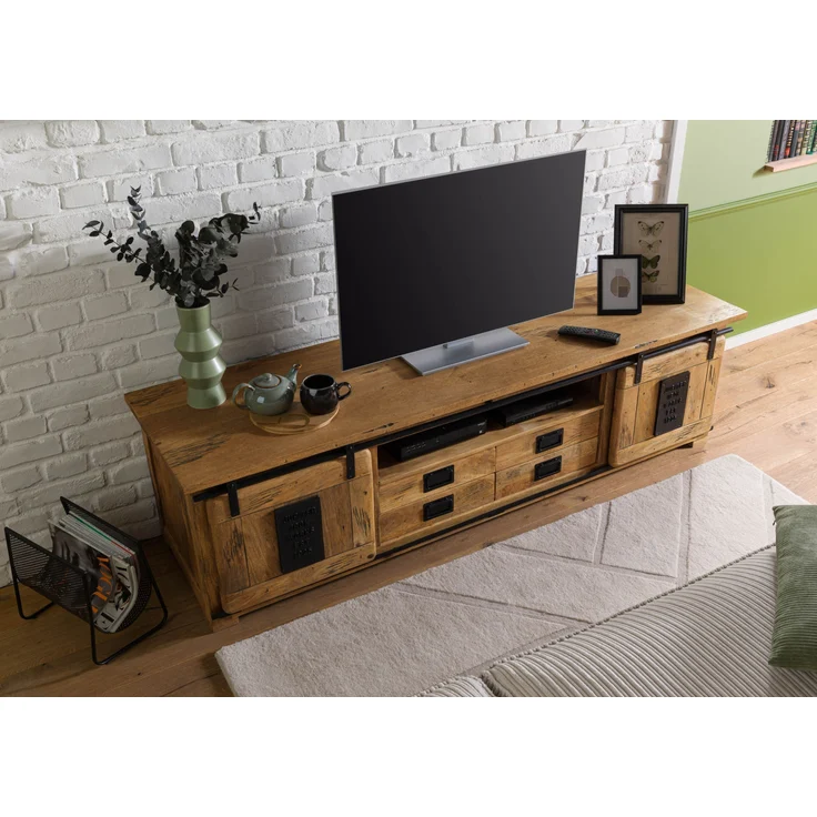 TV-Board Mango 200x55x55 natur lackiert RAILWAY #314 – Bild 2