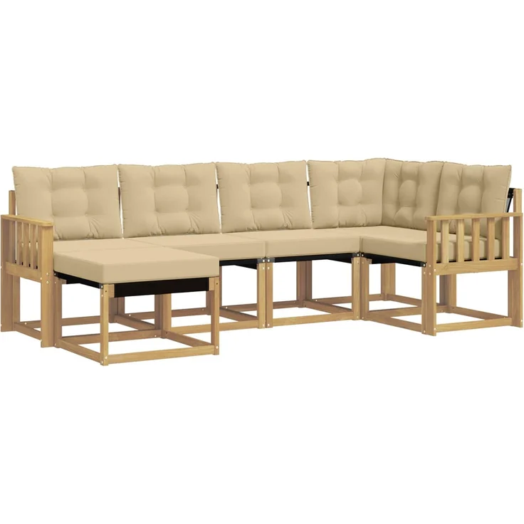vidaXL Outdoor-Sofagarnitur 6 stk. 6-Sitzer Weiß und Beige 3389643 – Bild 2