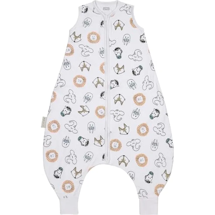 Meyco Sommer-Schlafsack mit Beinen / Schlafoverall Jumper - Animal - TOG 0,5, Gr. 92 aus 100% Baumwolle, maschinenwaschbar bis 40°C