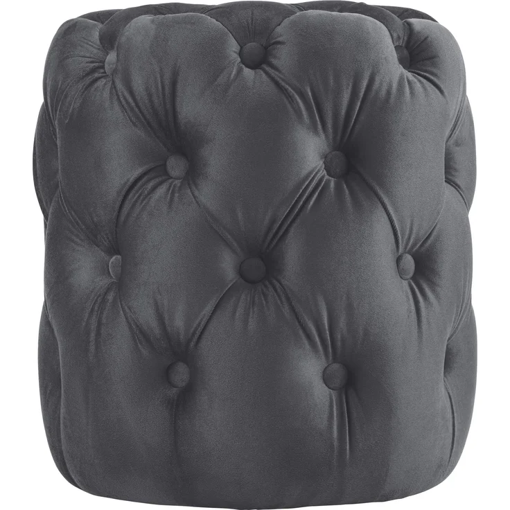 CLP Sitzhocker Drancy Samt mit Zierknöpfen,dunkelgrau M – Bild 4